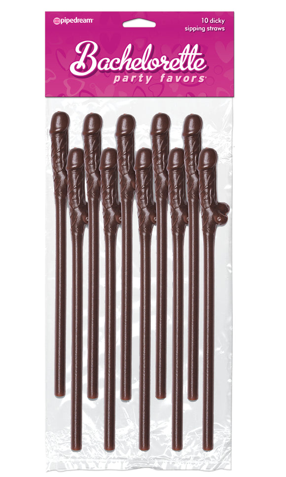 BACHELORETTE CHOCOLATE DICKY SIPPING STRAWS 10/PK -PD620304