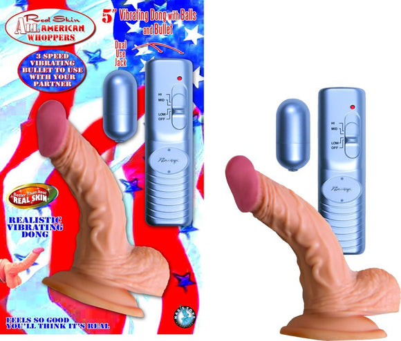 ALL AMERICAN WHOPPER 5IN VIBRATING FLESH -NW22291