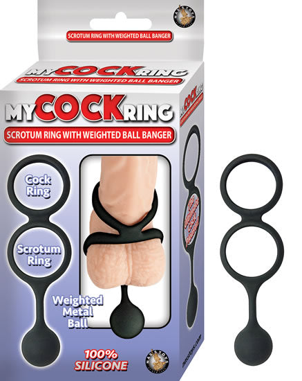 MY COCKRING VIBRATING SCROTUM W WEIGHTED BALL BANGER BLACK-NW2727