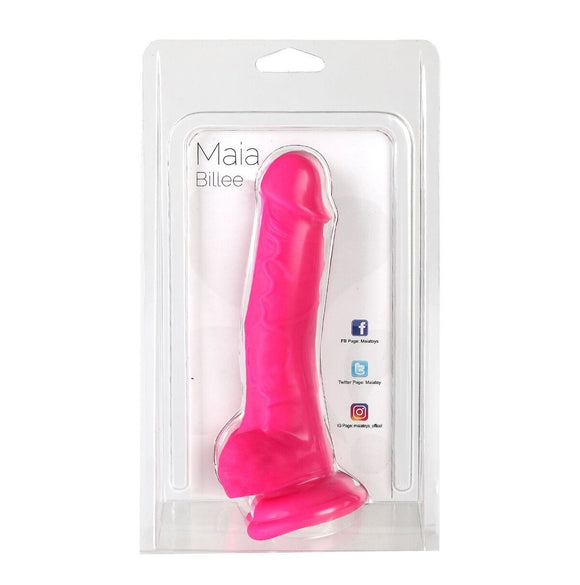 BILLEE 7 REALISTIC SILICONE DONG NEON PINK 