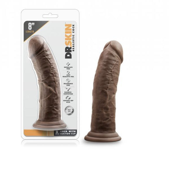 DR SKIN 8 COCK W SUCTION CUP CHOCOLATE 