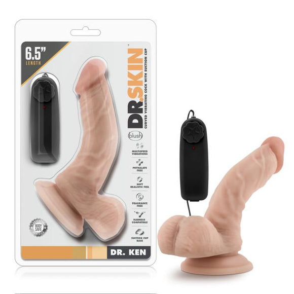 DR. SKIN DR. KEN 6.5IN VIBRATING COCK W/ SUCTION CUP VANILLA-BN13483