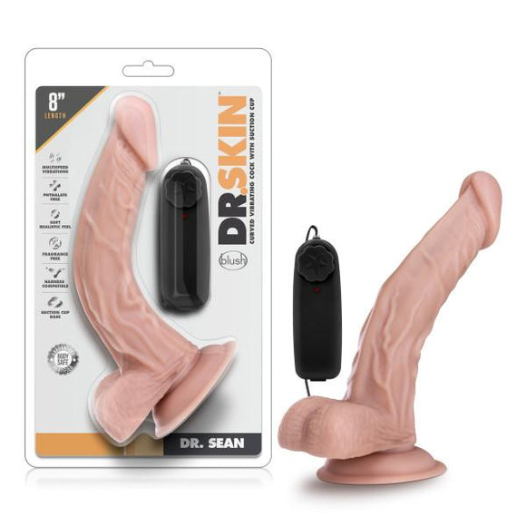 DR. SKIN DR. SEAN 8IN VIBRATING COCK W/ SUCTION CUP VANILLA-BN13493