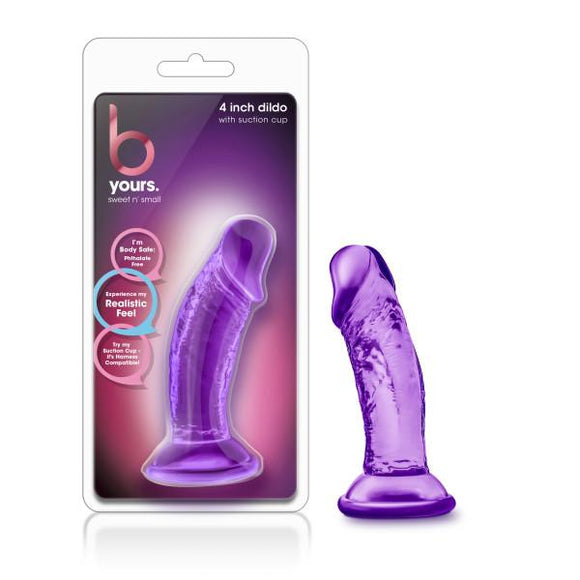 B YOURS SWEET N SMALL 4IN DILDO W/ SUCTION CUP PURPLE -BN13621