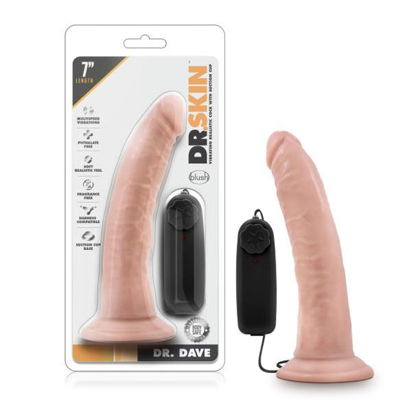 DR. SKIN DR. DAVE 7IN VIBRATING COCK W/ SUCTION CUP VANILLA-BN13703