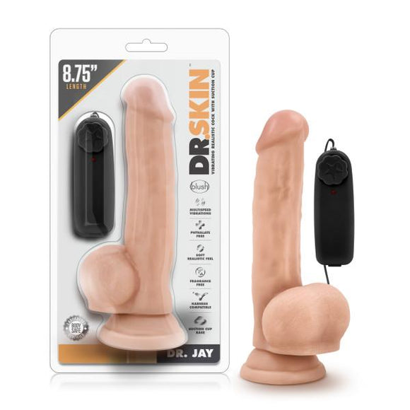 DR. SKIN DR. JAY 8.75IN VIBRATING COCK W/ SUCTION CUP VANILLA-BN13713