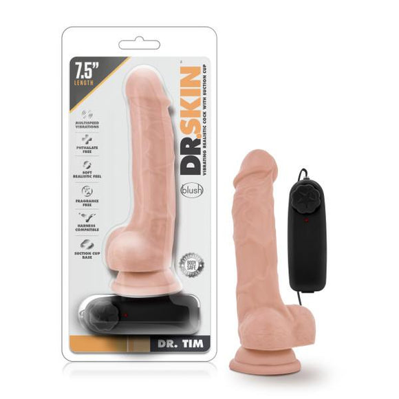 DR. SKIN DR. TIM 7.5IN VIBRATING COCK W/ SUCTION CUP VANILLA-BN13723