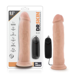 DR. SKIN DR. THROB 9.5IN VIBRATING COCK W/ SUCTION CUP VANILLA-BN13813