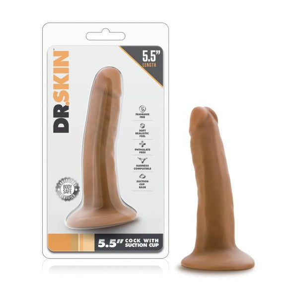 DR SKIN 5.5 COCK W/ SUCTION CUP MOCHA 
