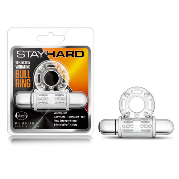 STAY HARD 10 FUNCTION BULL RING VIBRATING CLEAR -BN77912