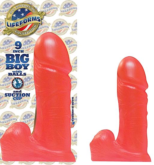 BIG BOY 9IN WITH BALLS SUCTION CUP RED JELLY -NW14036