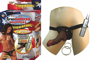 AFRO AMMERICAN WHOPPERS VIBRATING 8INDONG W/HARNESS -NW23283