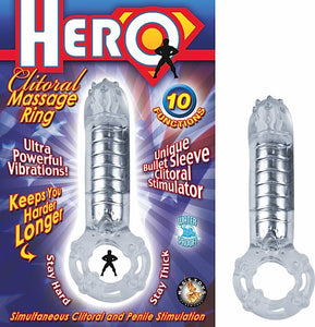 HERO COCKRING & CLIT MASSAGER CLEAR -NW23741