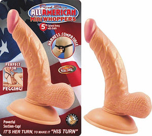 ALL AMERICAN MINI WHOPPERS 5IN CURVED DONG W/BALLS FLES -NW23921