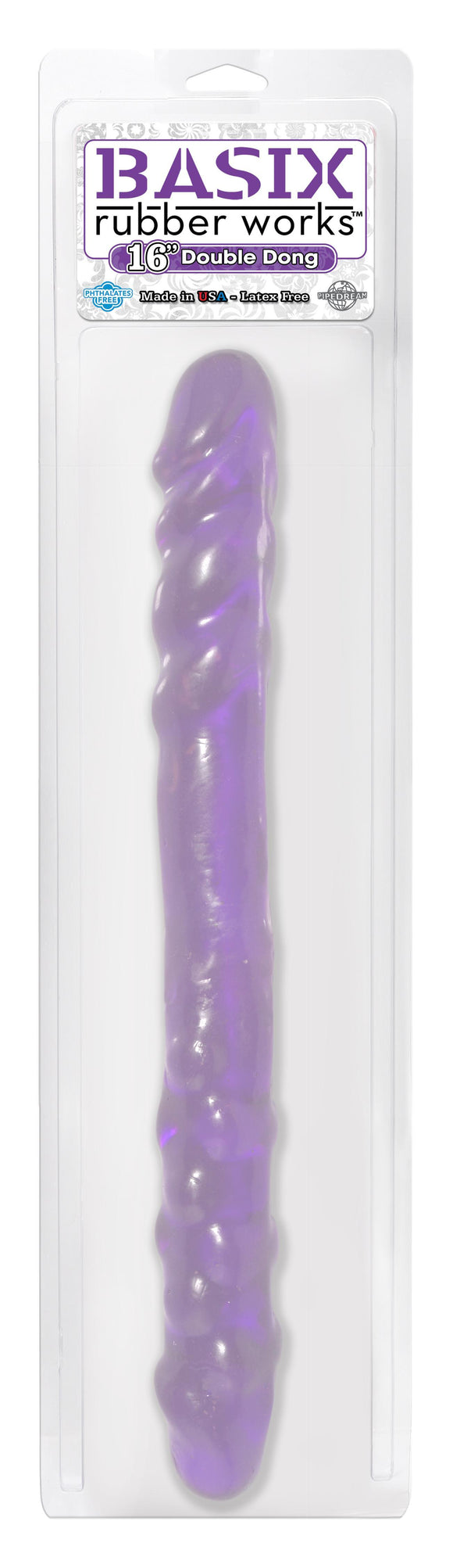 BASIX RUBBER WORKS 16IN DOUBLE DONG PURPLE -PD430012
