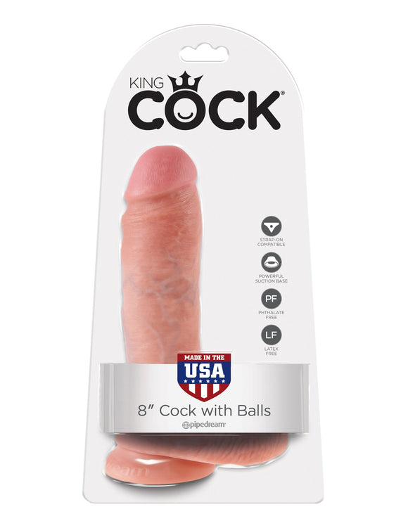KING COCK 8IN COCK W/BALLS FLESH -PD550721