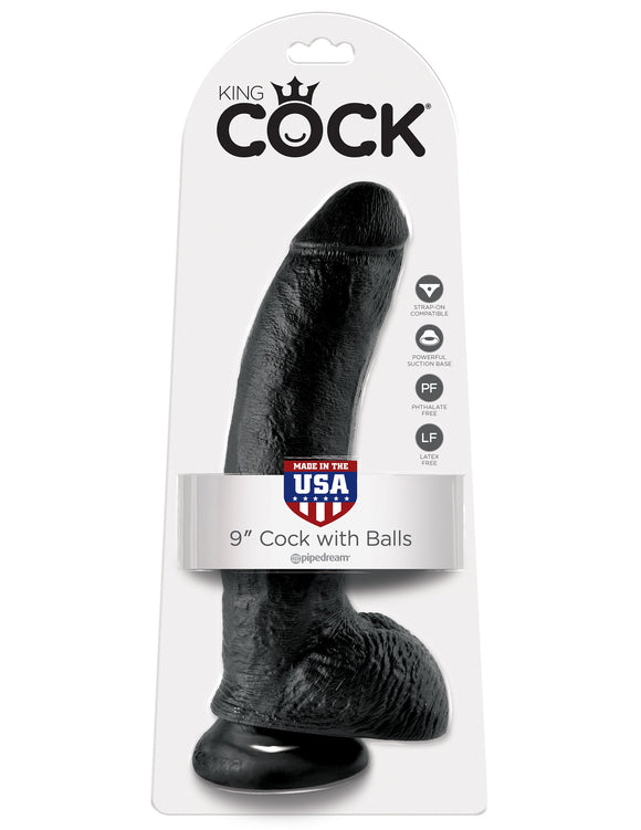 KING COCK 9IN COCK W/BALLS BLACK -PD550823