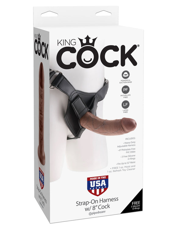 KING COCK STRAP ON HARNESS W/8 COCK BROWN 