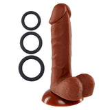 PRO SENSUAL PREMIUM SILICONE DONG W/ 3 C RINGS BROWN 6 "-WTC852844