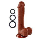 PRO SENSUAL PREMIUM SILICONE DONG W/ 3 C RINGS BROWN 8 "-WTC852875