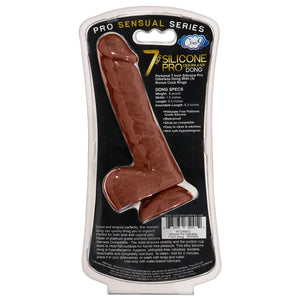 PRO SENSUAL PREMIUM SILICONE DONG W/ 3 C RINGS BROWN 7 "-WTC85912