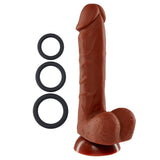 PRO SENSUAL PREMIUM SILICONE DONG W/ 3 C RINGS BROWN 7 "-WTC85912