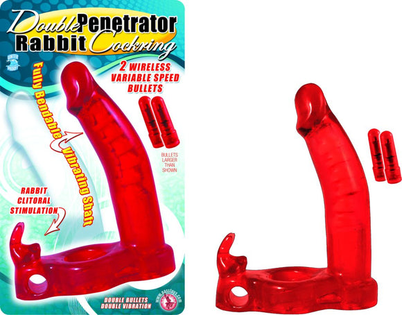 DOUBLE PENETRATOR RABBIT COCKRING RED -NW22241