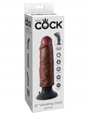 KING COCK 6IN COCK BROWN VIBRATING -PD540129