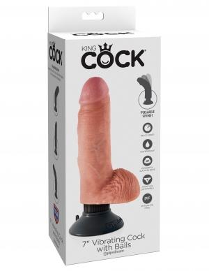 KING COCK 7IN COCK W/BALLS FLESH VIBRATING -PD540621
