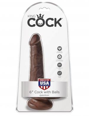 KING COCK 6 COCK W/BALLS BROWN 