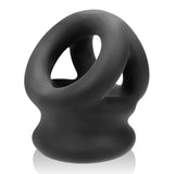 TRI SQUEEZE COCKSLING BALL STRETCHER OXBALLS SILICONE TPR BLEND BLACK ICE (NET)-OXS3024BLIC
